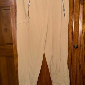 Stylish Tan Joggers with Zipper Details
